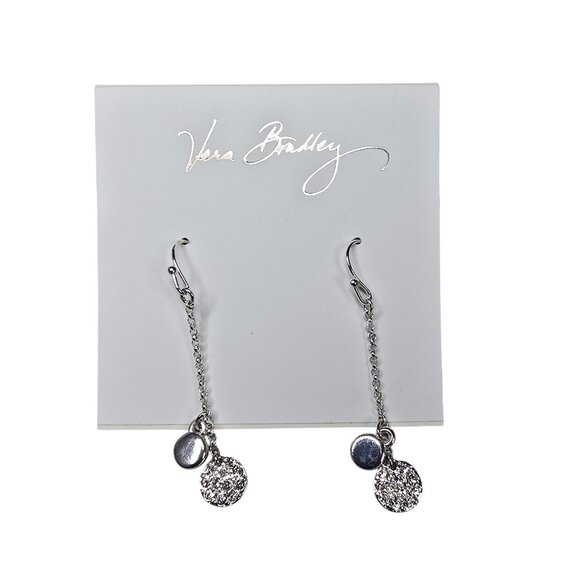 Vera Bradley Women's Trendy Silver Plated Coin Long Hook Earrings NWT - Picture 4 of 4